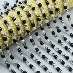Sirag Margele Sticla, Mixt Negru-Alb-Gri, 6mm (aprox. 50 buc/sirag)