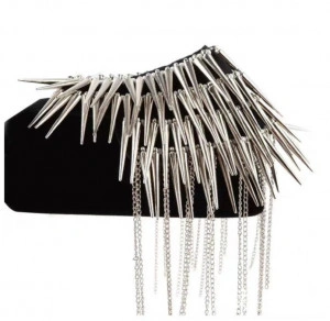 Spiked Epaulettes Set, Detachable Silver Chains - Img 3