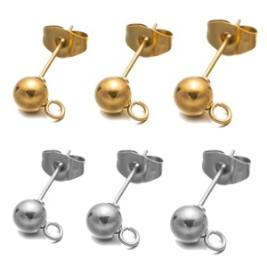 Stainless steel earrings with ball stopper, 5mm (1pc)