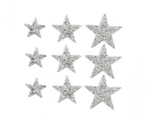 Stele Termoadezive cu Starsuri Argintii (9 bucati/set)