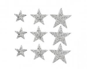 Stele Termoadezive cu Starsuri Argintii (9 bucati/set)