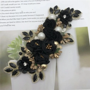 Aplicatie Cristale Flori 3D si Perle, Negru