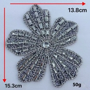 Aplicatie Floare cu Strasuri si Cristale Sticla, Diverse Dimensiuni - Img 3