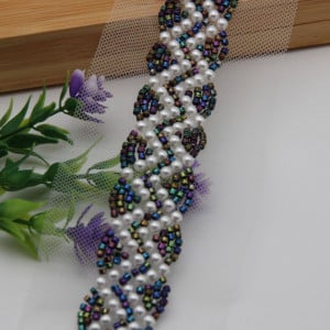 Banda Pasmanterie Perle Multicolore Impletite, 2cm - Img 1
