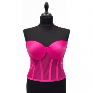 Corset Fucsia Cu Cupe, Material Satin