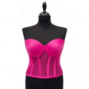 Corset Fucsia Cu Cupe, Material Satin