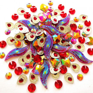Cristale de Cusut Decorative, Acril, Rosu, (50 bucati/set)