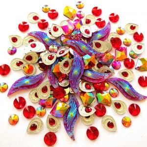 Cristale de Cusut Decorative, Acril, Rosu, (50 bucati/set)