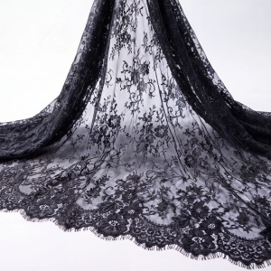 Dantela Chantilly, Negru Latime 150 cm (3m/bucata)
