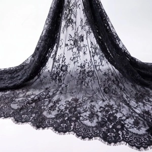 Dantela Chantilly, Negru Latime 150 cm (3m/bucata)