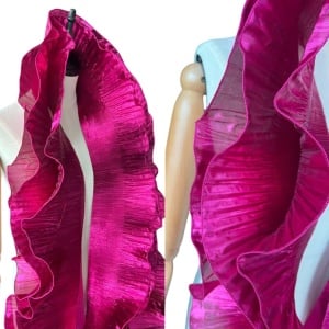 Dantela Plisata, Volan, Fucsia, 15 cm