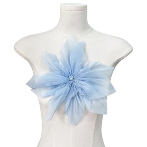 Decorative Organza Flower, Various Colours, 27 x 27 cm - Img 2