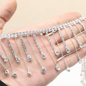 Fringes with rhinestones lengths 6 cm - Img 2