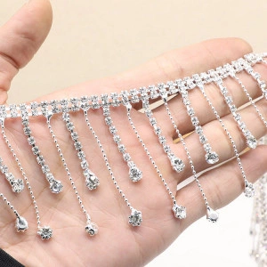 Fringes with rhinestones lengths 6 cm - Img 2