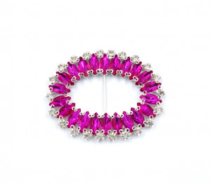 Fucsia Glass Crystals Oval Buckle