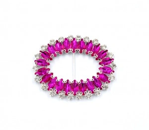 Fucsia Glass Crystals Oval Buckle