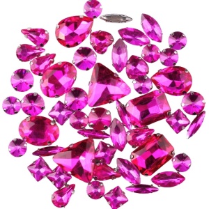 Glass Fucsia Crystals Set