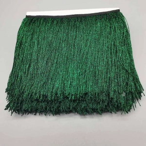 Imperial Green Lurex Fringes, 15 cm