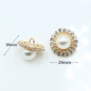 Nasturi Decorativi, Strasuri si Perla, 24mm, (5 bucati/set) - Img 2