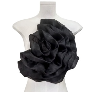 Organza Decorative Flower, Black, 27 x 32 cm