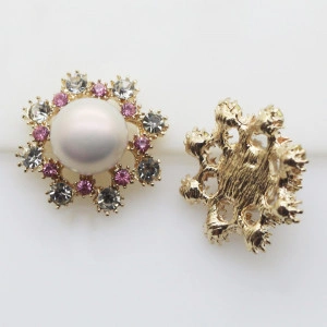 Pearl and Crystal Button Studs, 25mm (5 pieces/set) - Img 2