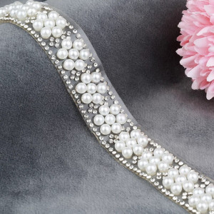Pearl and flower-shaped strass heat-sealable band