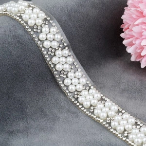 Pearl and flower-shaped strass heat-sealable band