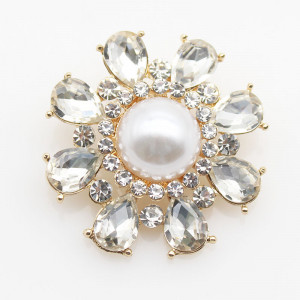 Pearl buttons with Glass Crystal, 37mm - Img 3
