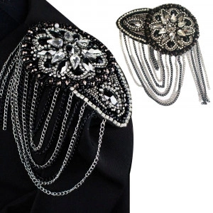 Round Epaulettes Set with Beads & Crystals