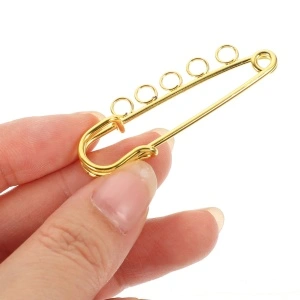 Safety Pin Brooch, Gold, 5x1.5 cm - Img 3
