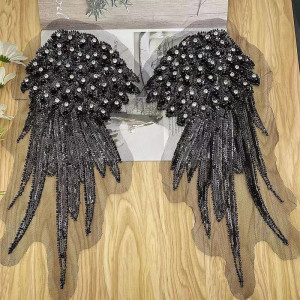 Set of Black Glitter Epaulettes and Straws, 38 x 16.5 cm, (2 Pieces/Set) - Img 1