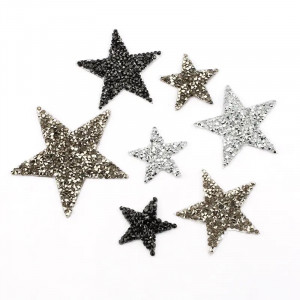 Star Thermo-Adhesive Applique with Black Rhinestones