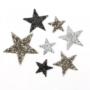 Star Thermo-Adhesive Applique with Black Rhinestones