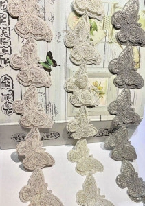 Banda fluturi brodati 3D, 6cm