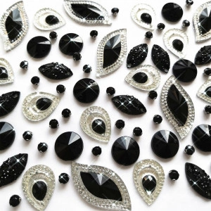 Black Sewing Rhinestones & Crystals Set, Pearl
