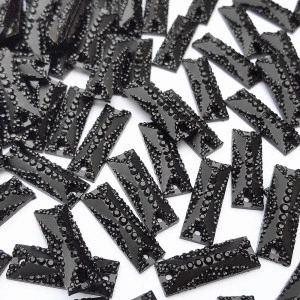 Black Sewing Stones, Rectangle Shape