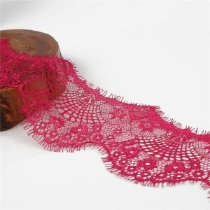 Dantela Fina Chantilly, Fucsia, 10 cm (3metri/bucata)