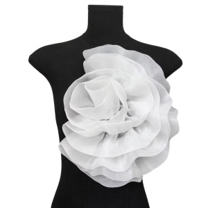 Decorative Organza Flower, White, 27 x 32 cm