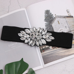Elastic Elastic Band Belt with Crystals - Img 1