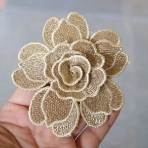 Embroidered Flowers, Beige, 9.5 cm (5 pieces/set) - Img 2