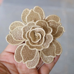 Flori Brodate, Bej, 9.5 cm (5 bucati/set) - Img 2