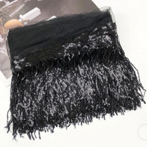 Franjuri paiete, Negru, 30 cm