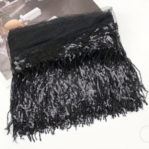 Fringed sequins, Black, 30 cm - Img 1