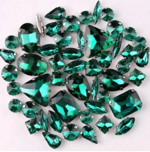 Glass Imperial Green Crystals Set
