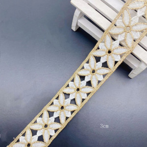 Lurex Flowers Embroidered Lacing Tape