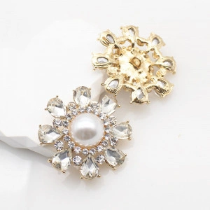 Pearl buttons with Glass Crystal, 37mm