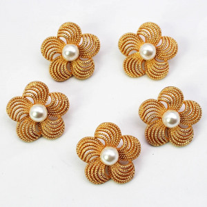 Pearl Metal Buttons, Bronze, 25mm (5 pieces/set) - Img 1