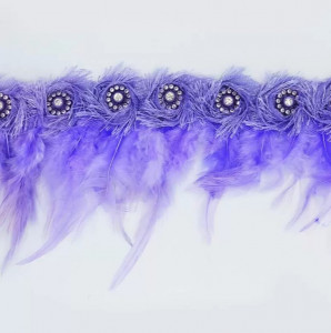 Rooster Feather Tape with Crystals Applique, Lila