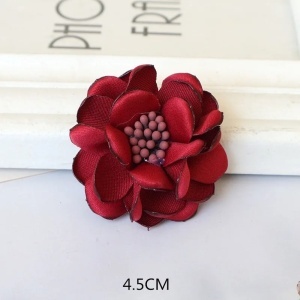 Satin Flowers Set, Burgundy (6 Pieces/Set) - Img 2