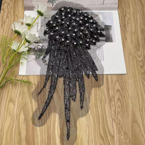Set of Black Glitter Epaulettes and Straws, 38 x 16.5 cm, (2 Pieces/Set) - Img 2